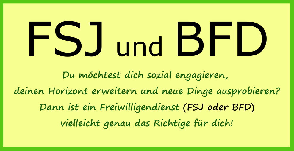 Stellenausschreibung FSJ und BFD.